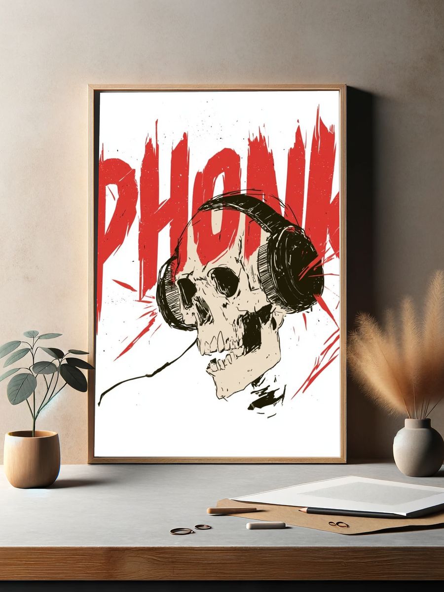 Phonk Skull Illustration Poster. — room view 2