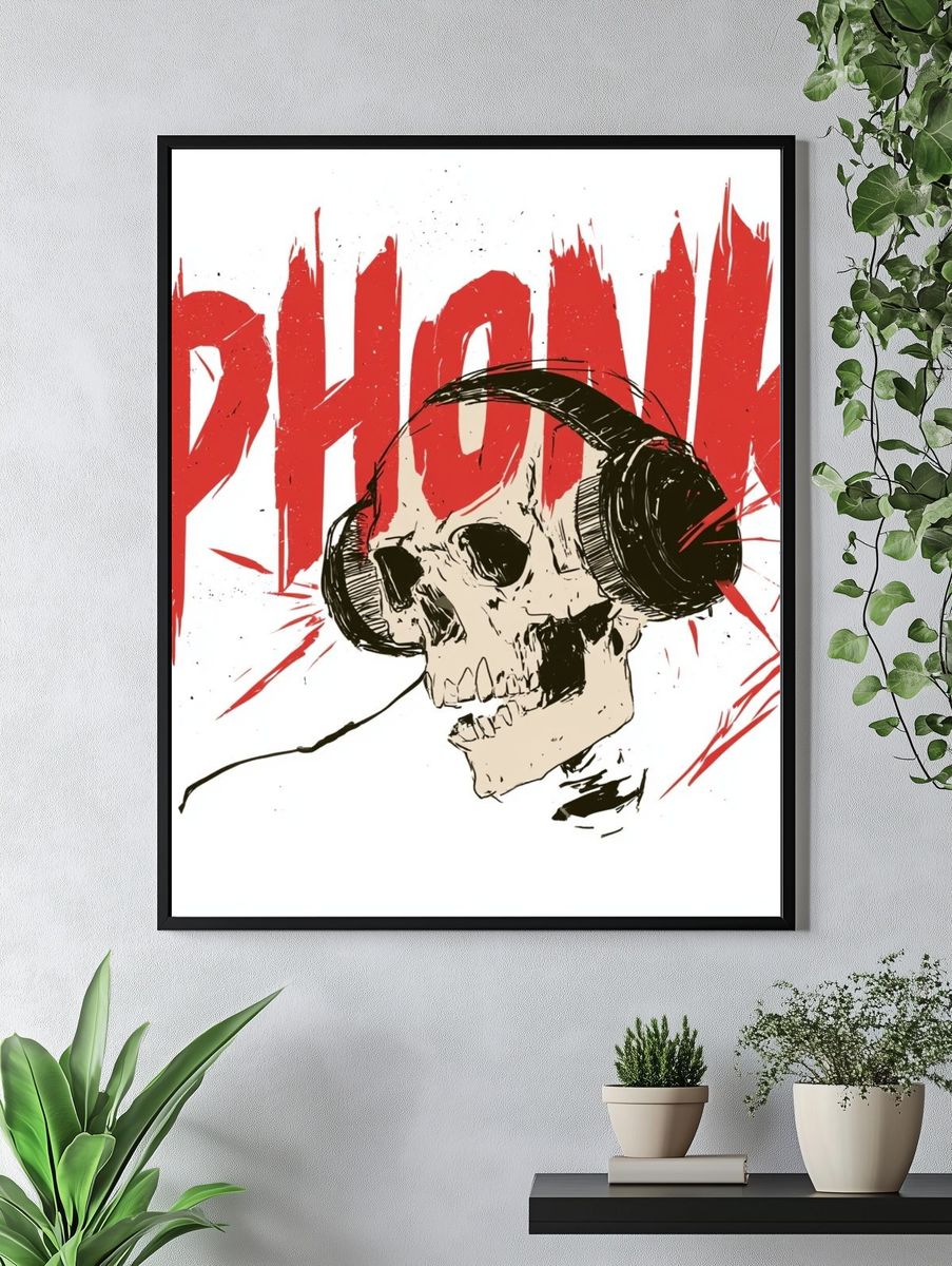 Phonk Skull Illustration Poster. — room view 4