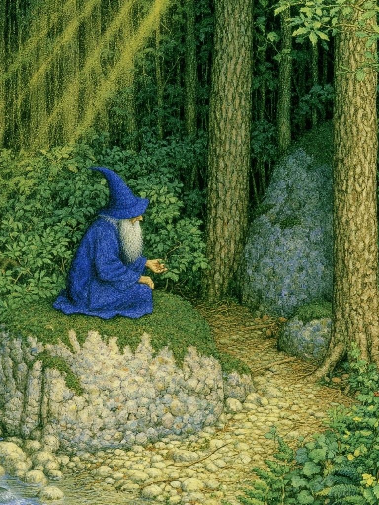 Forest Wizard Illustration Print. poster — illustration art