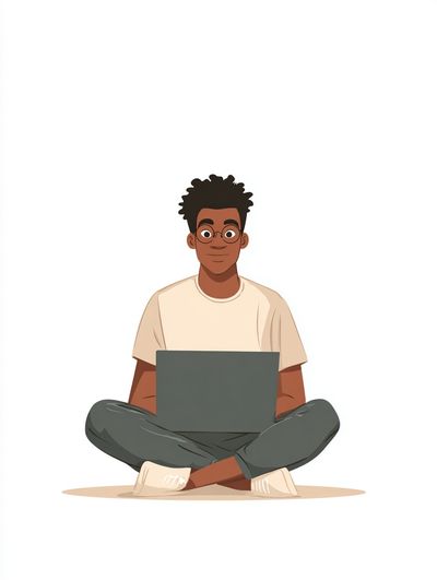 Laptop Study Character Illustration Poster. poster print