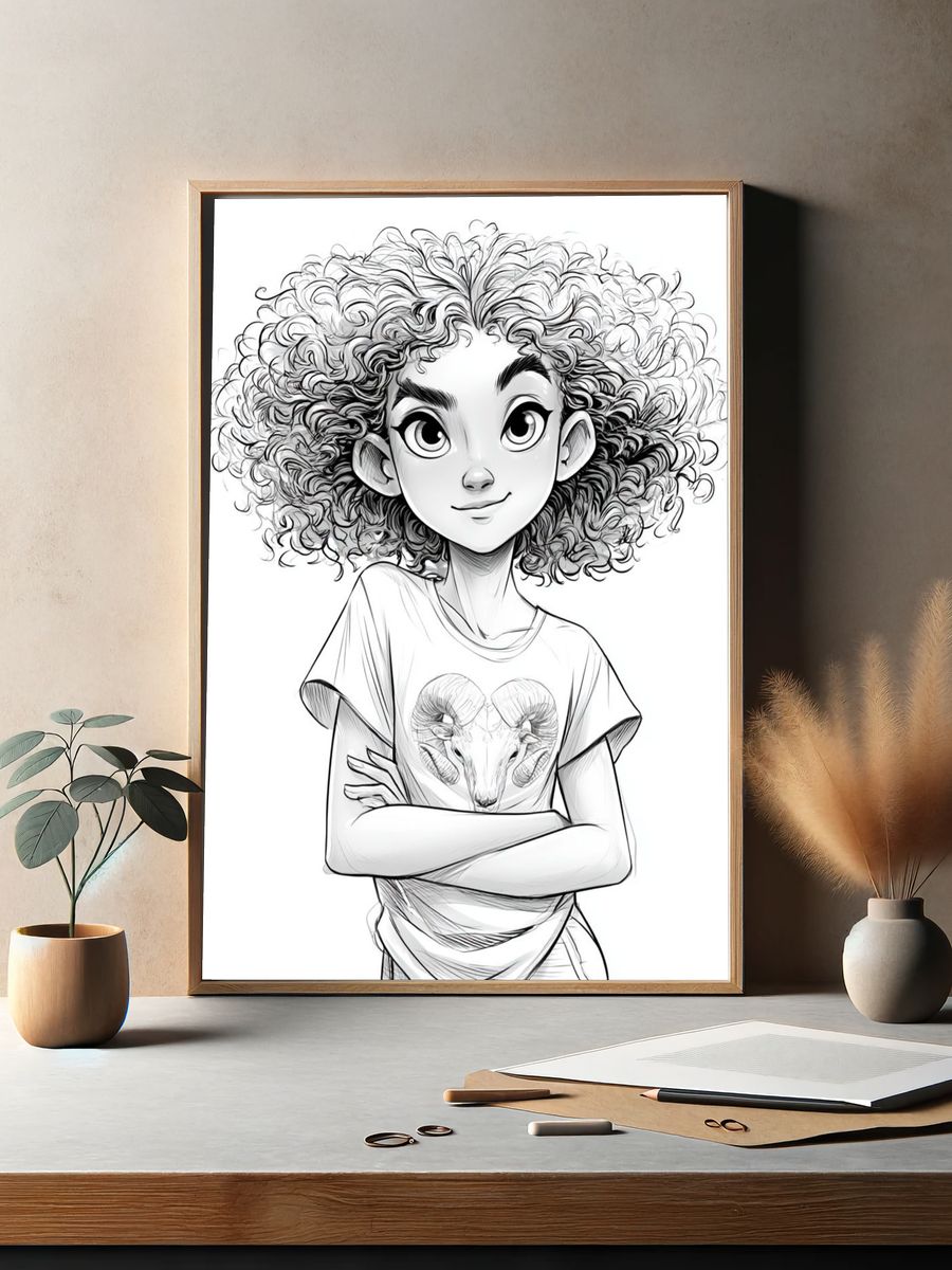 Curly Girl Ram Tee Print. — room view 2