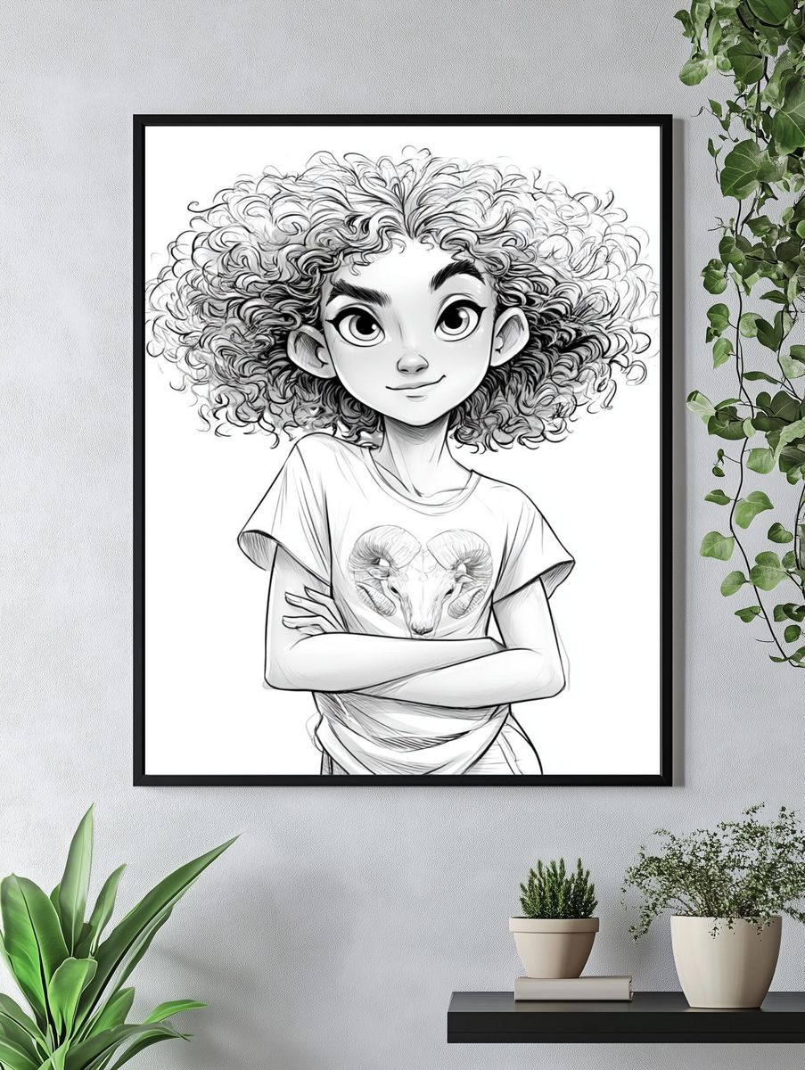 Curly Girl Ram Tee Print. — room view 4