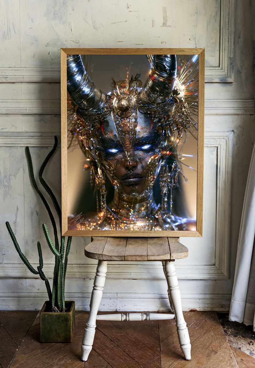 Cyber Goddess Portrait Poster. room preview