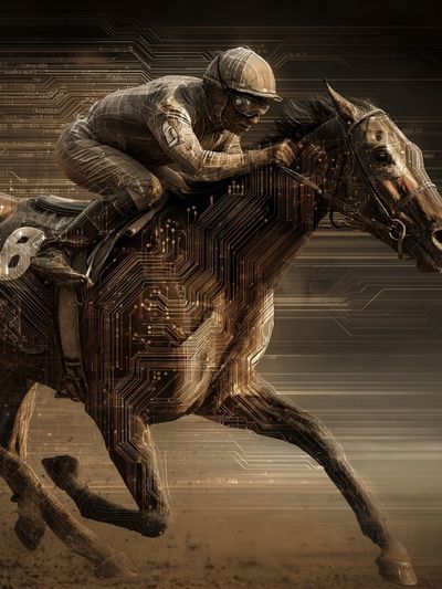 Cyber Horse Racing Illustration Poster. poster print