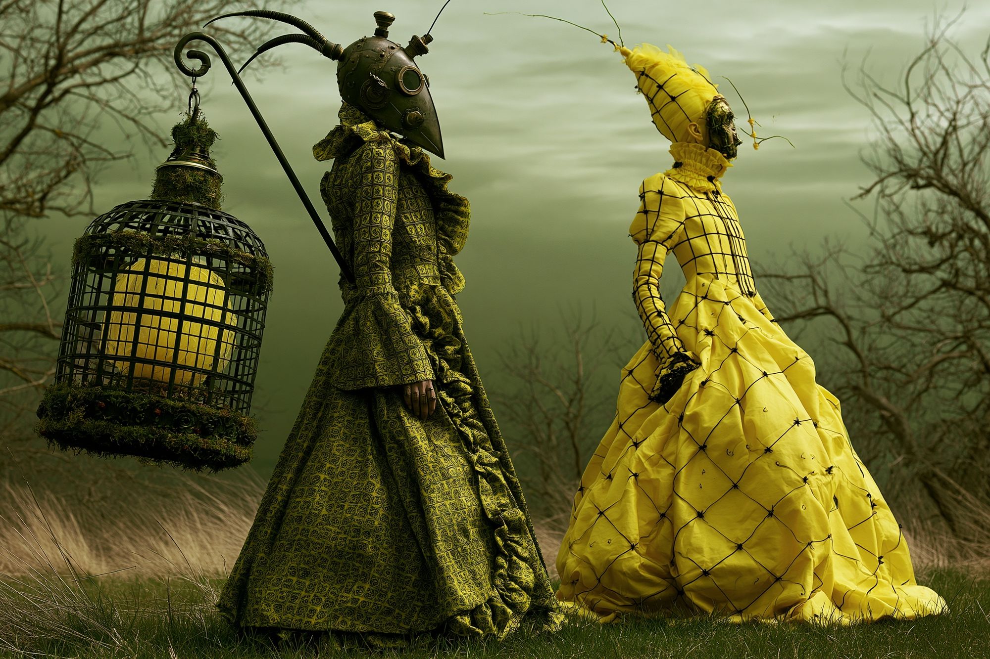 Surreal Gothic Figures Illustration Print. poster detail
