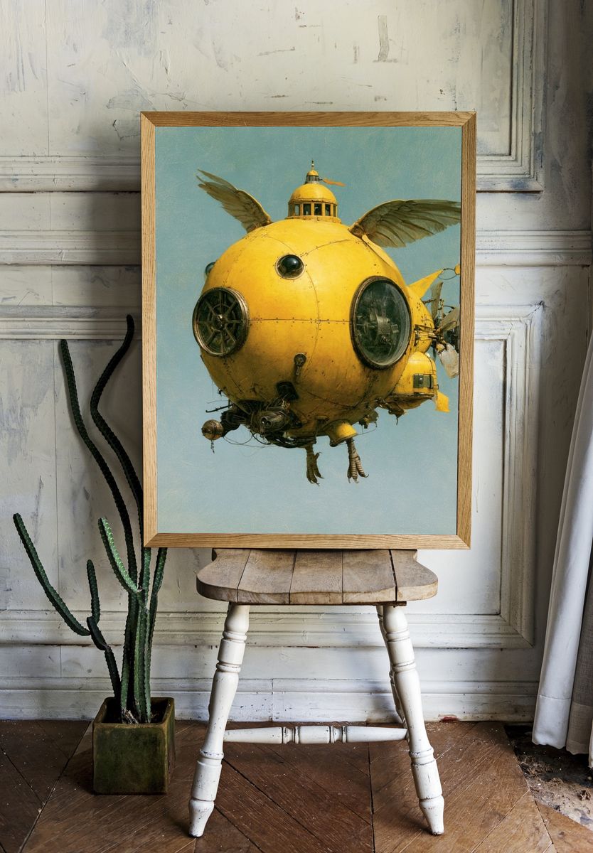 Flying Mechanical Bird Print. — room view 1