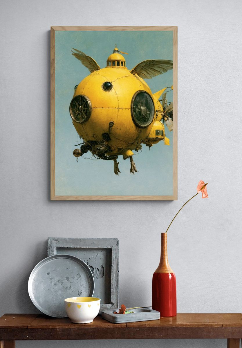 Flying Mechanical Bird Print. — room view 3