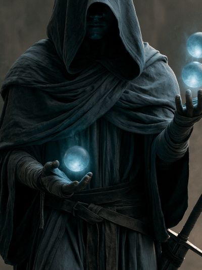 Mystic Hooded Sorcerer Fantasy Print. poster