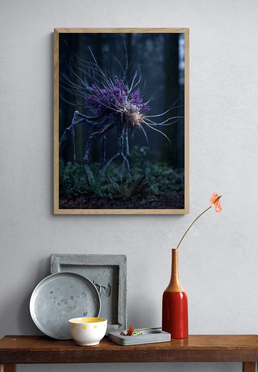 Dinosaur Meteor Sky Illustration Poster. — room view 3