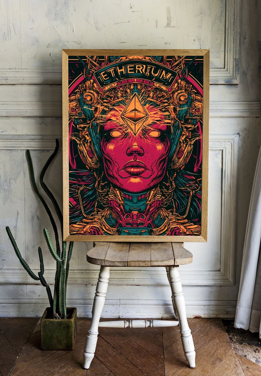 Ethereum Cyberpunk Portrait Poster. — room view 1