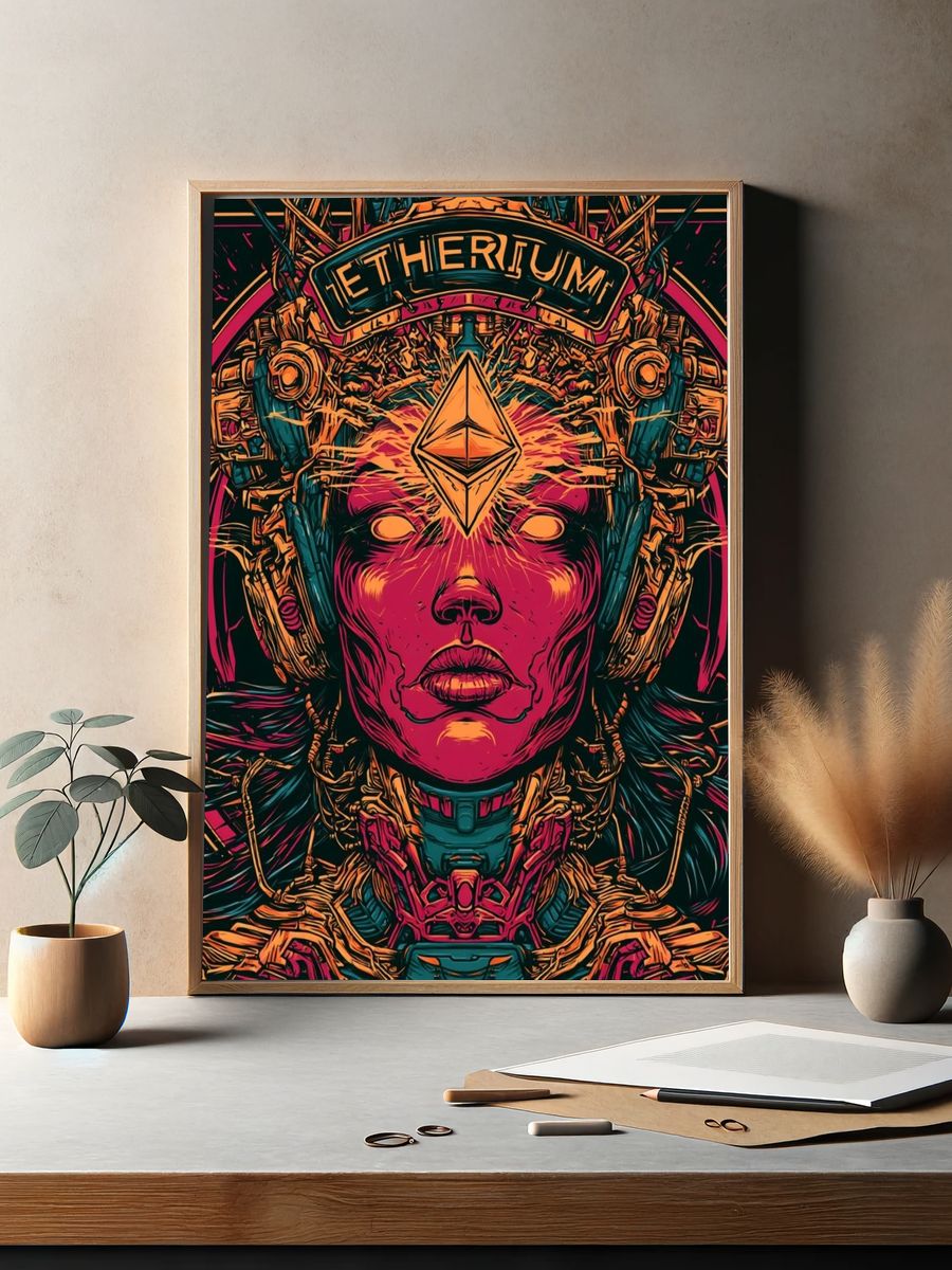 Ethereum Cyberpunk Portrait Poster. — room view 2