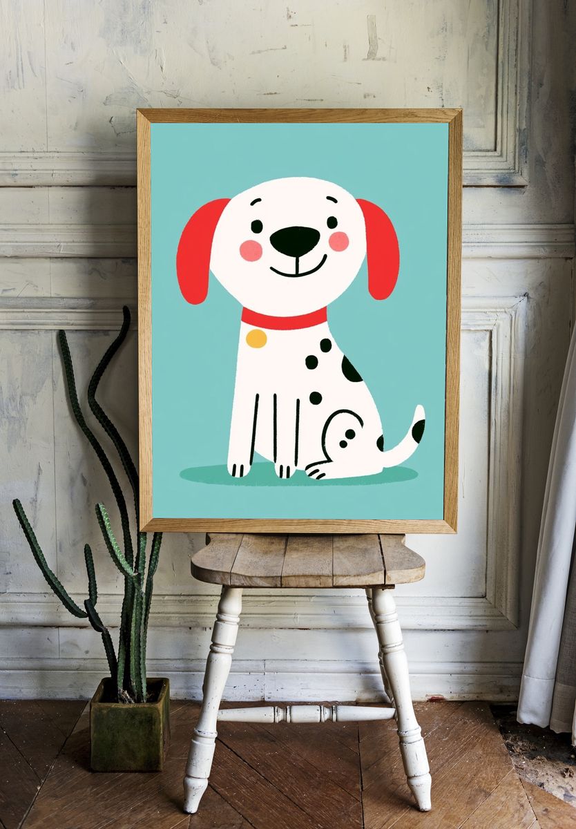 Dalmatian Puppy Illustration Poster. — room view 1