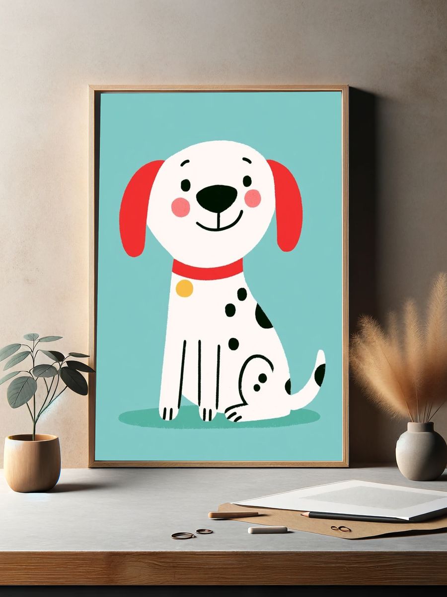 Dalmatian Puppy Illustration Poster. — room view 2