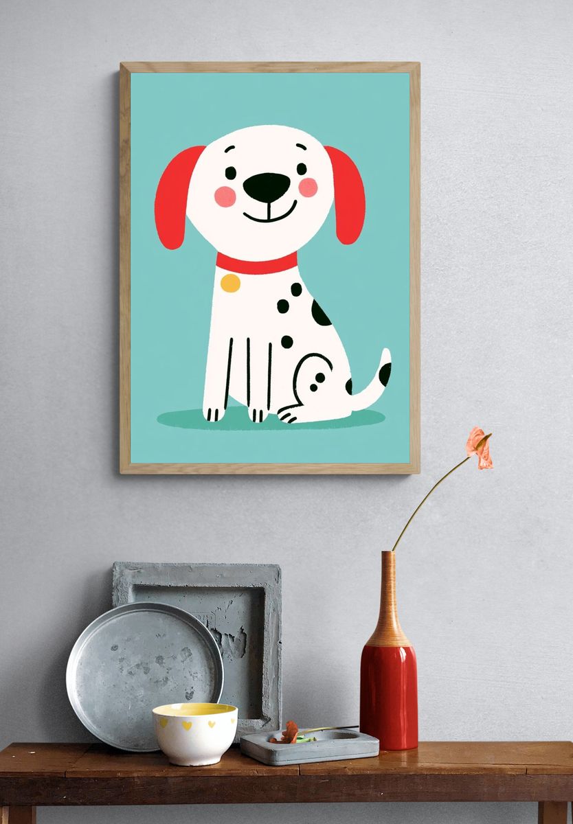 Dalmatian Puppy Illustration Poster. — room view 3