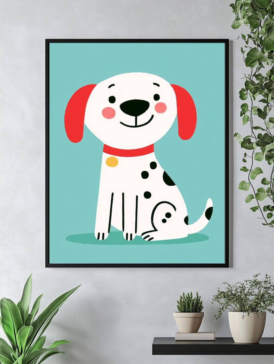 Dalmatian Puppy Illustration Poster. — room view 4