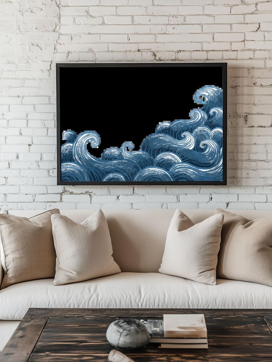 Psychedelic Wolf Illustration Poster. — room view 1