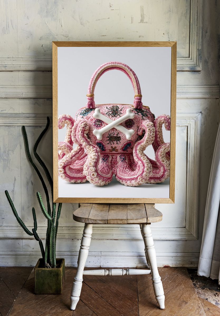 Octopus Skull Crochet Print. — room view 1