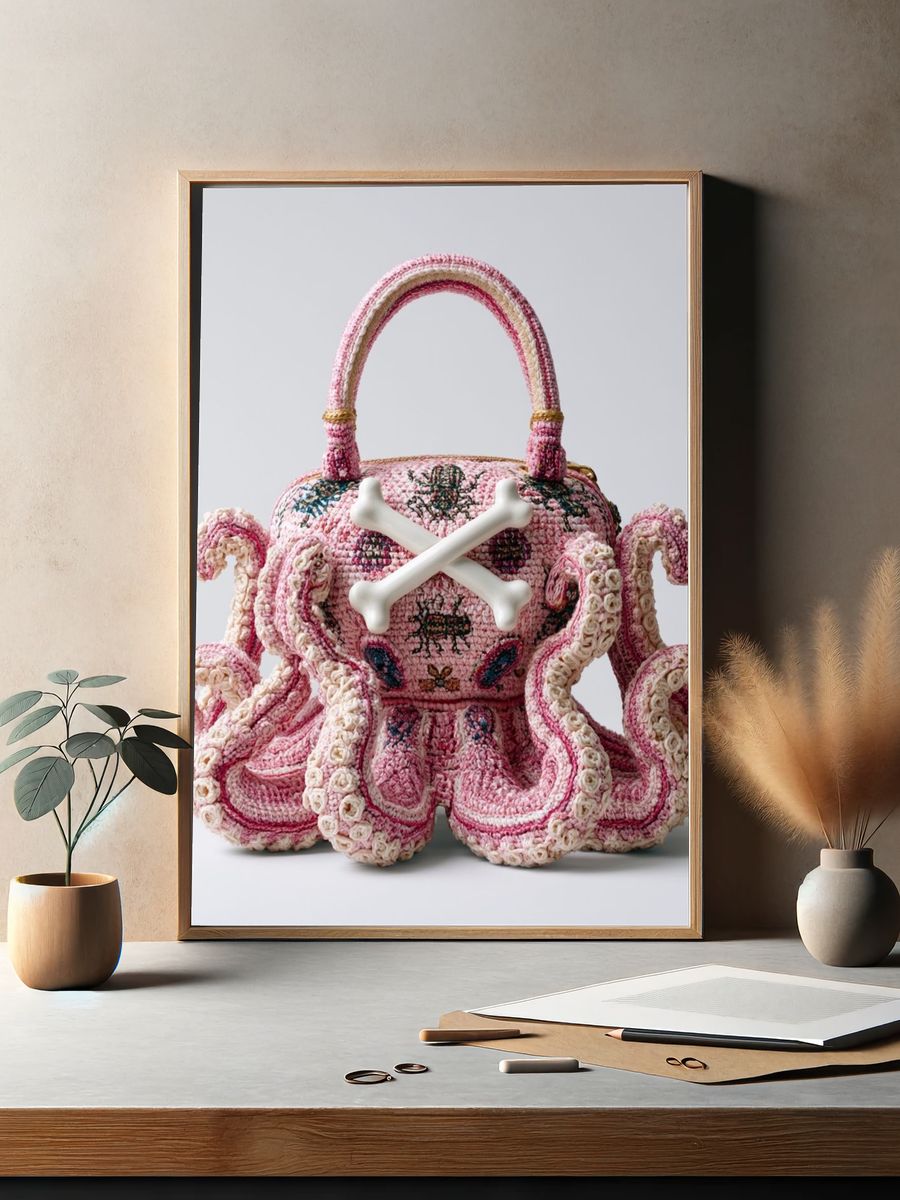 Octopus Skull Crochet Print. — room view 2