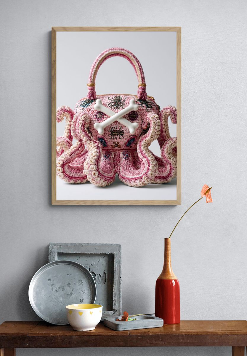 Octopus Skull Crochet Print. — room view 3