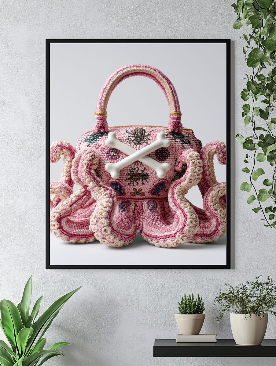 Octopus Skull Crochet Print. — room view 4