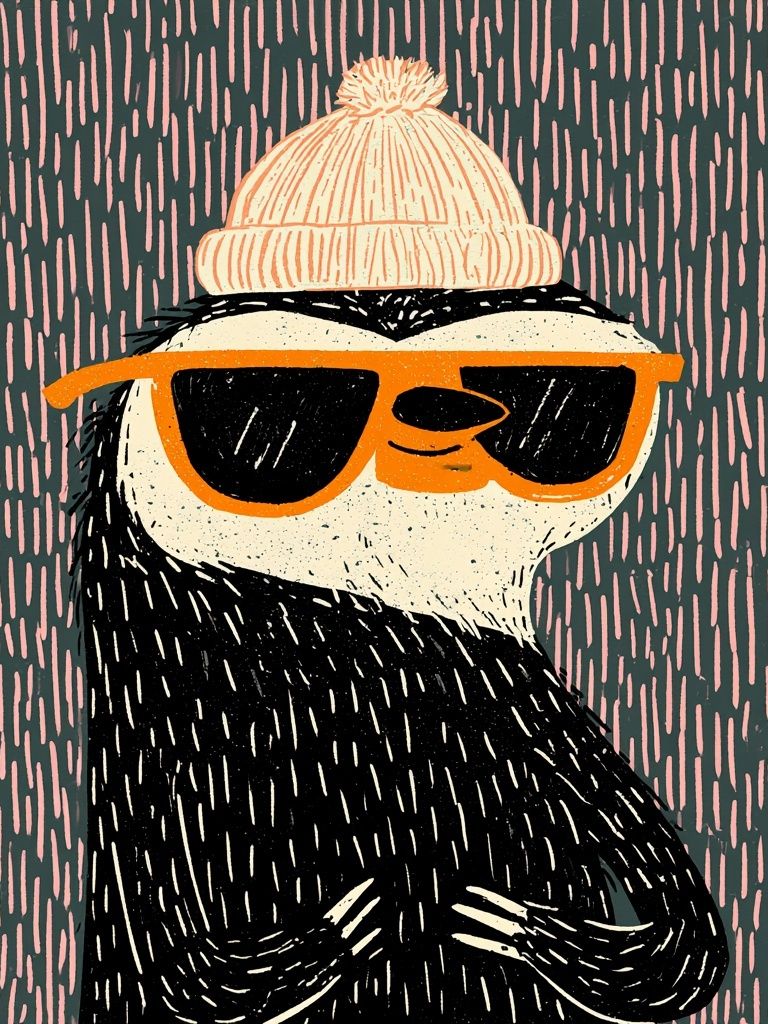 Cool Penguin Illustration Poster. poster detail