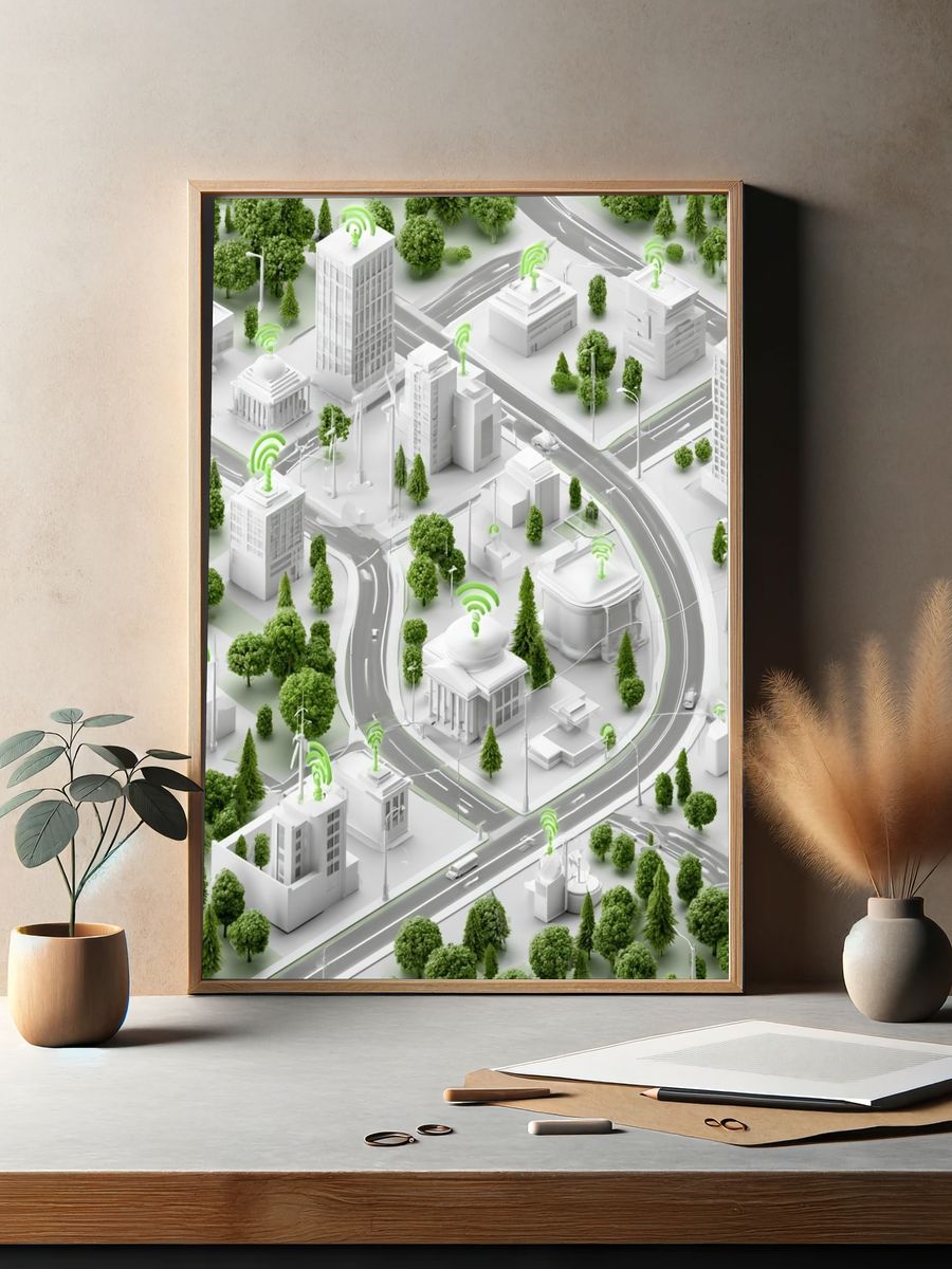 Smart Green City Illustration Poster. — room view 2