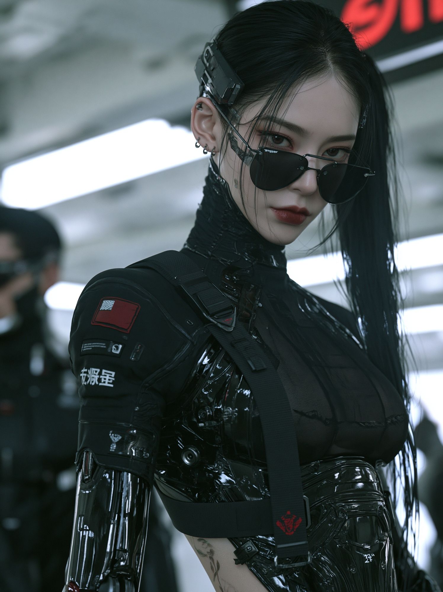 Cyberpunk Woman Portrait Print. poster detail