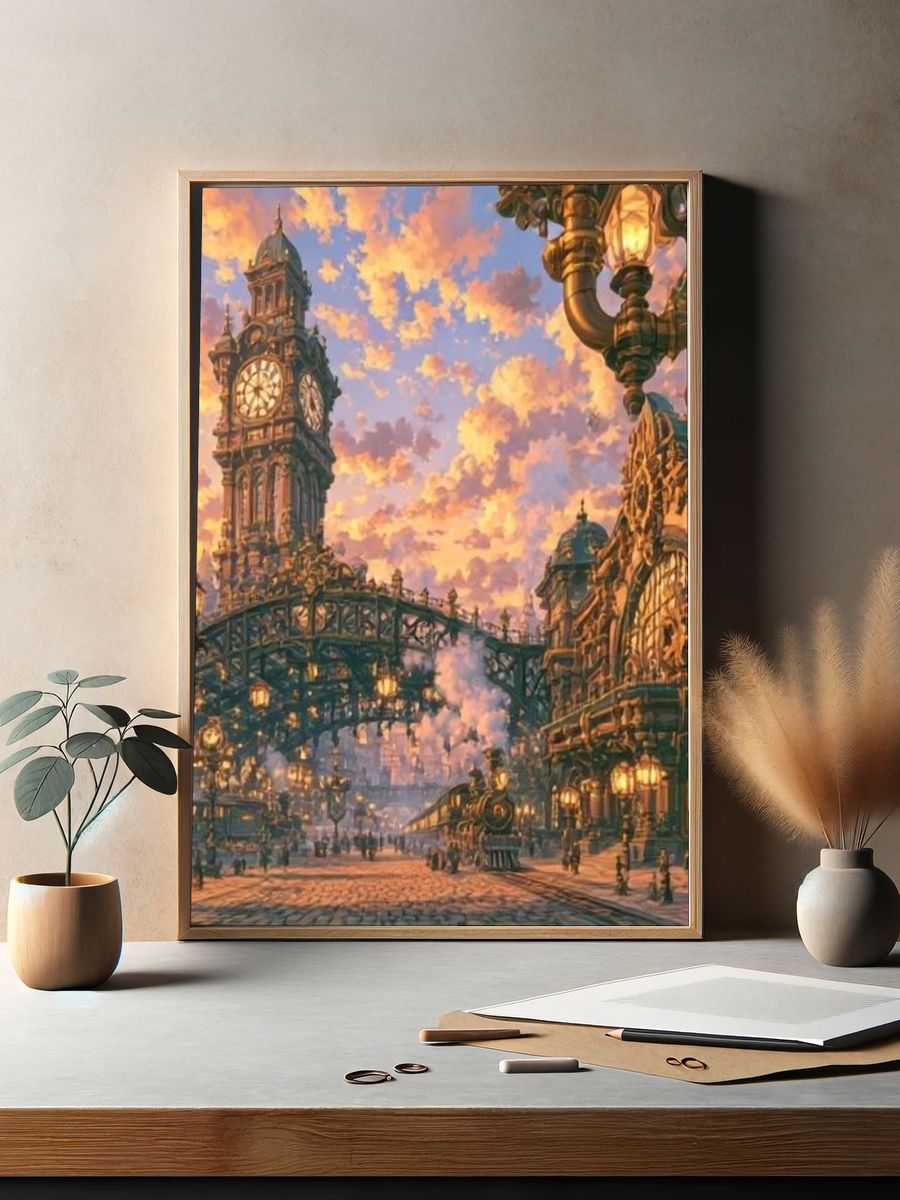 Steampunk City Clocktower Poster. — room view 2