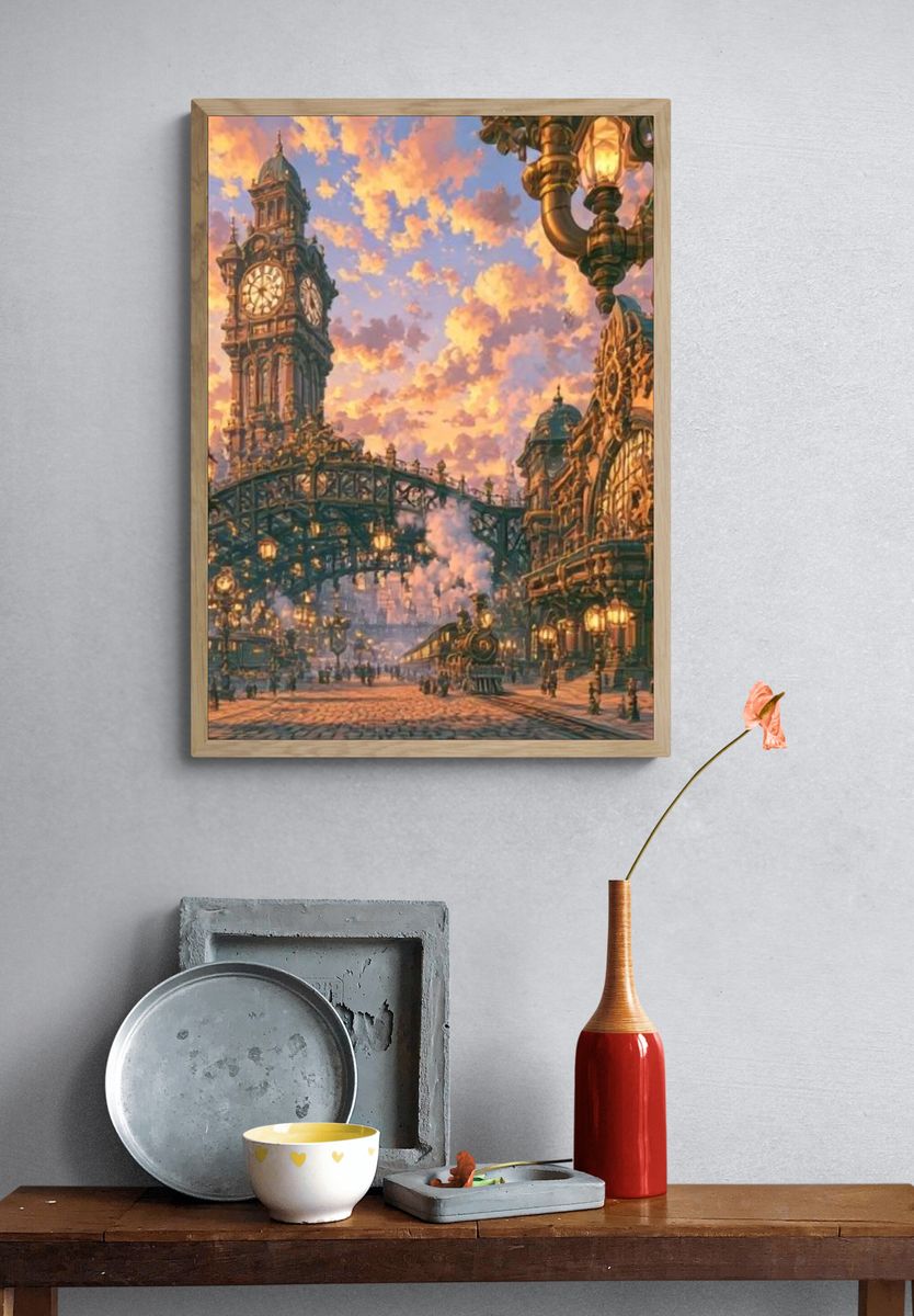 Steampunk City Clocktower Poster. — room view 3
