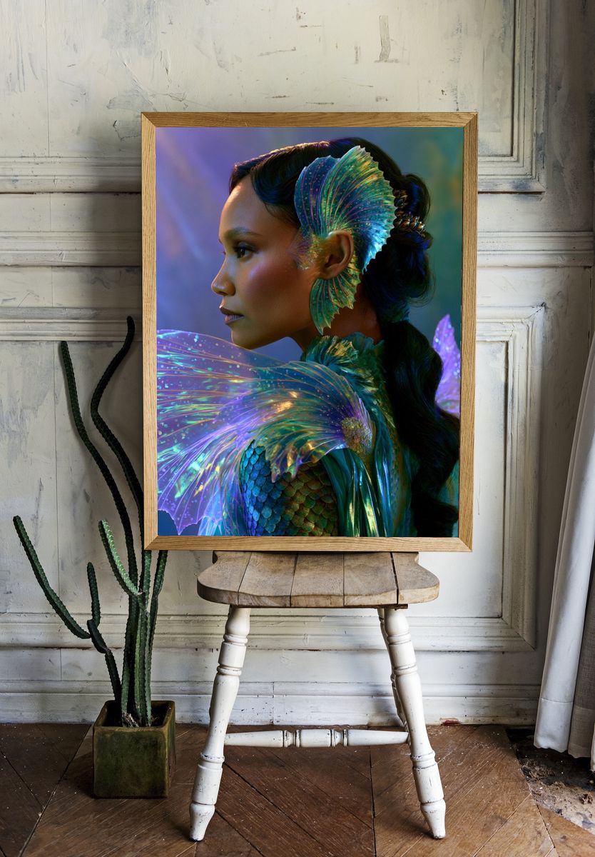 Mermaid Portrait Illustration Poster. room preview