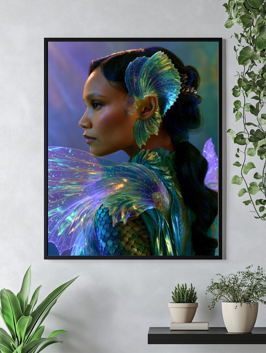 Mermaid Portrait Illustration Poster. — room view 4