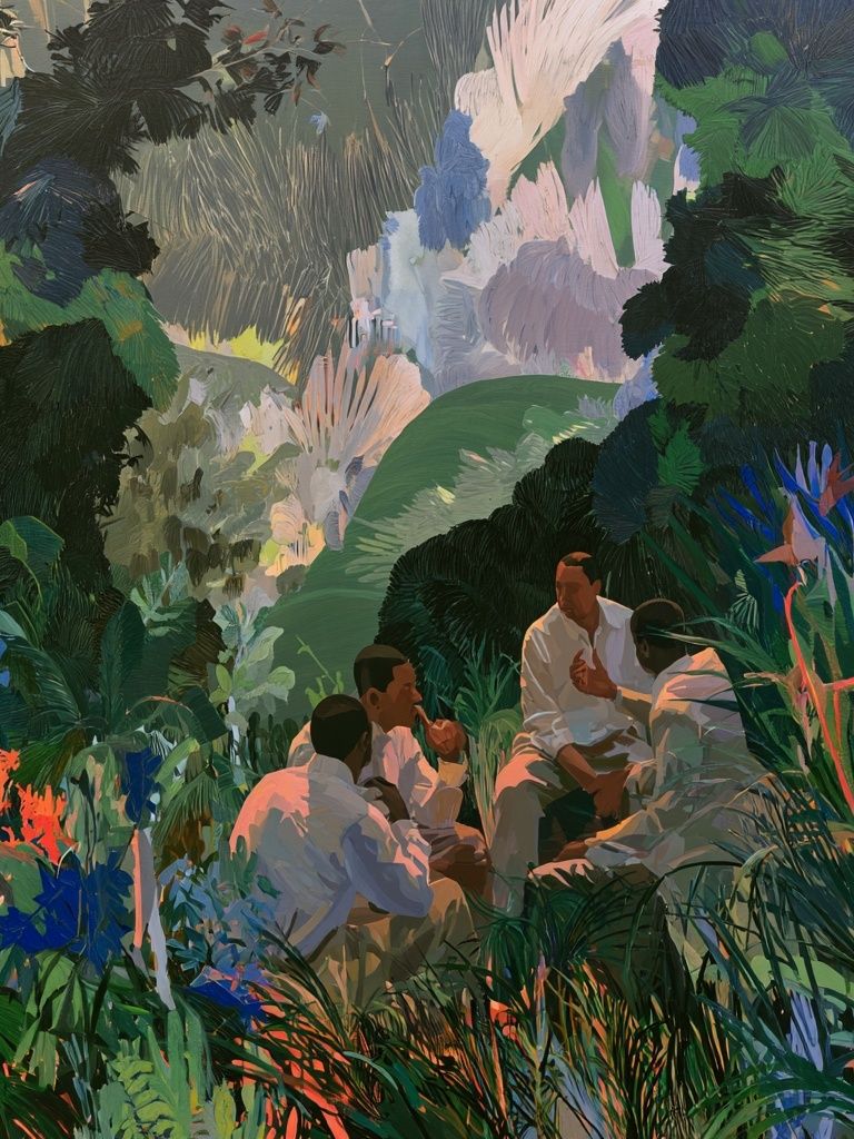 Tropical Garden Gathering Illustration Poster. poster — illustration art
