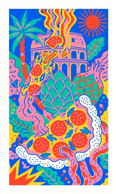 Tropical Pop Art Collage Poster.