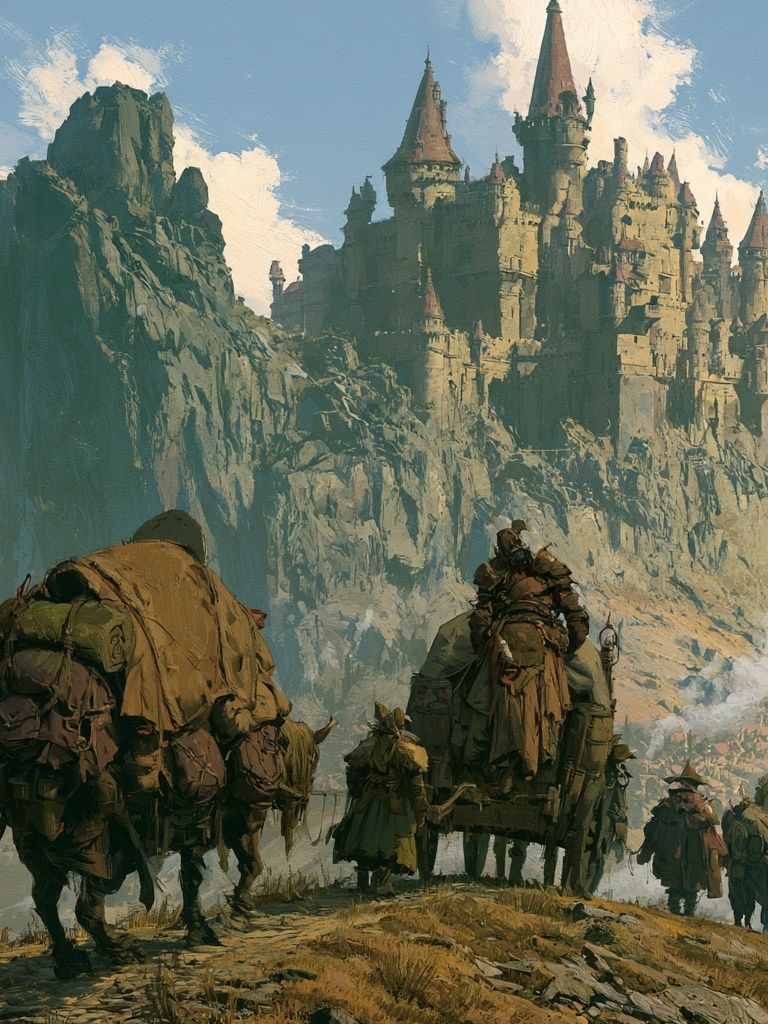Fantasy Castle Caravan Illustration Poster. poster — illustration art