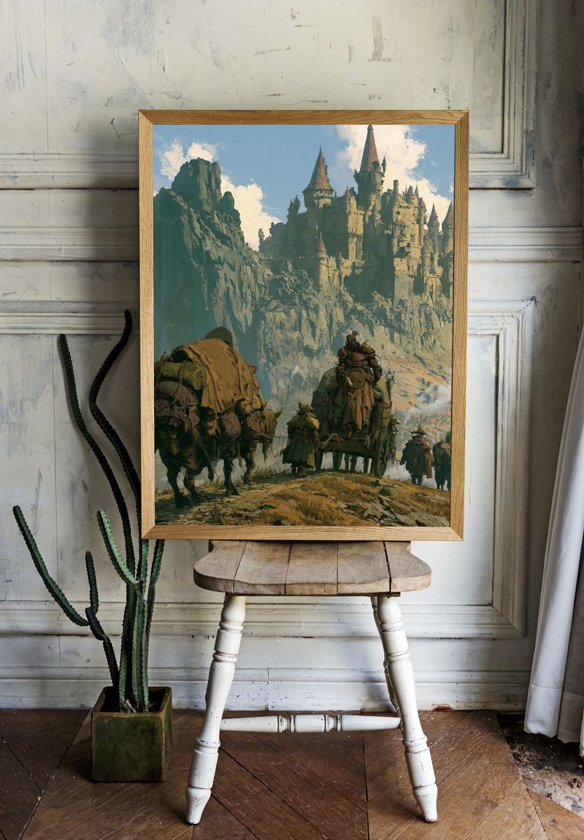 Fantasy Castle Caravan Illustration Poster. room preview