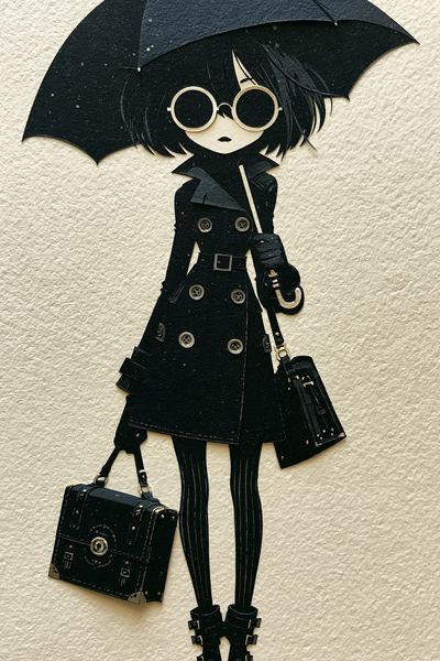 Gothic Girl with Umbrella Illustration Poster. poster