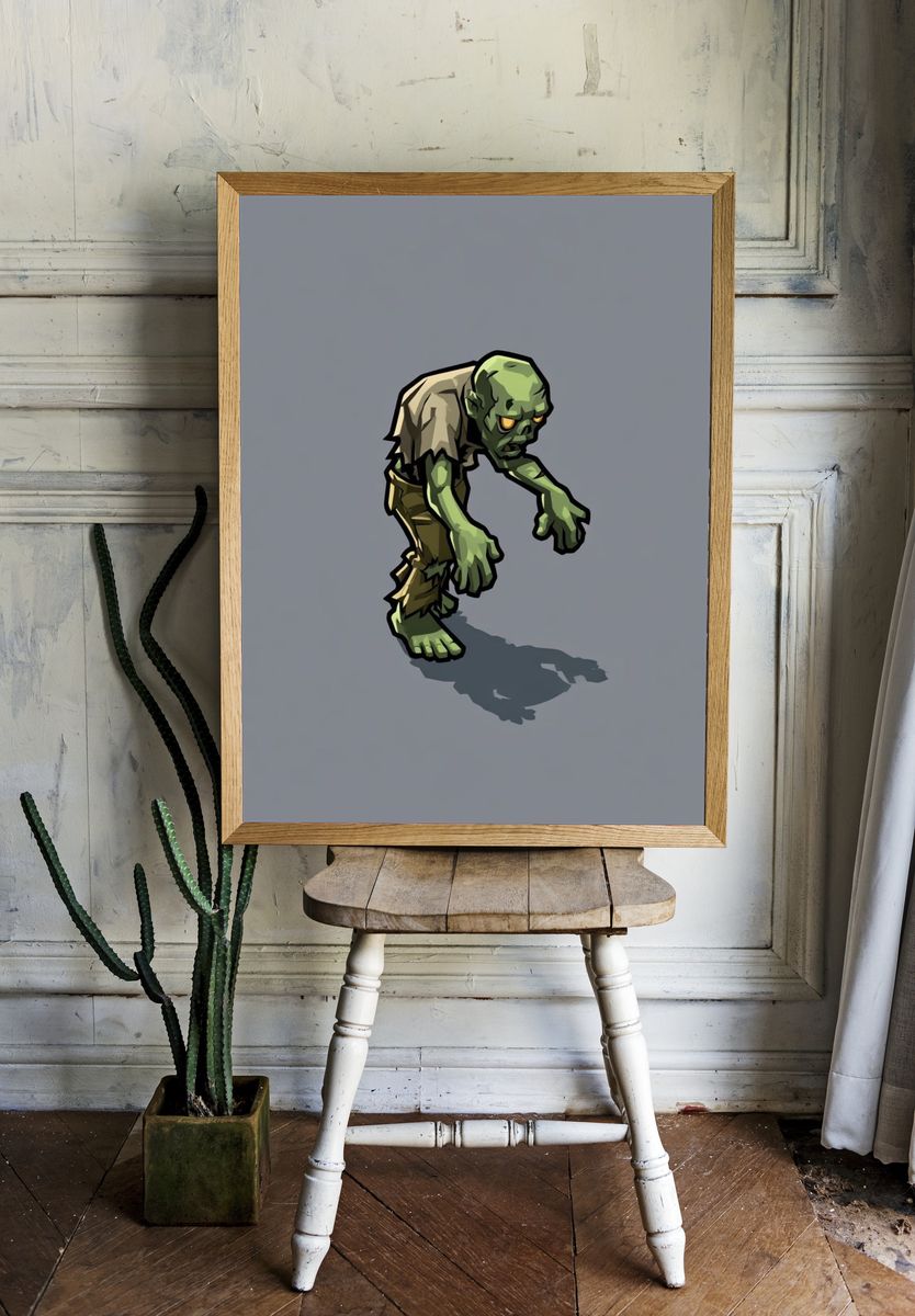 Zombie Creature Illustration Poster. — room view 1