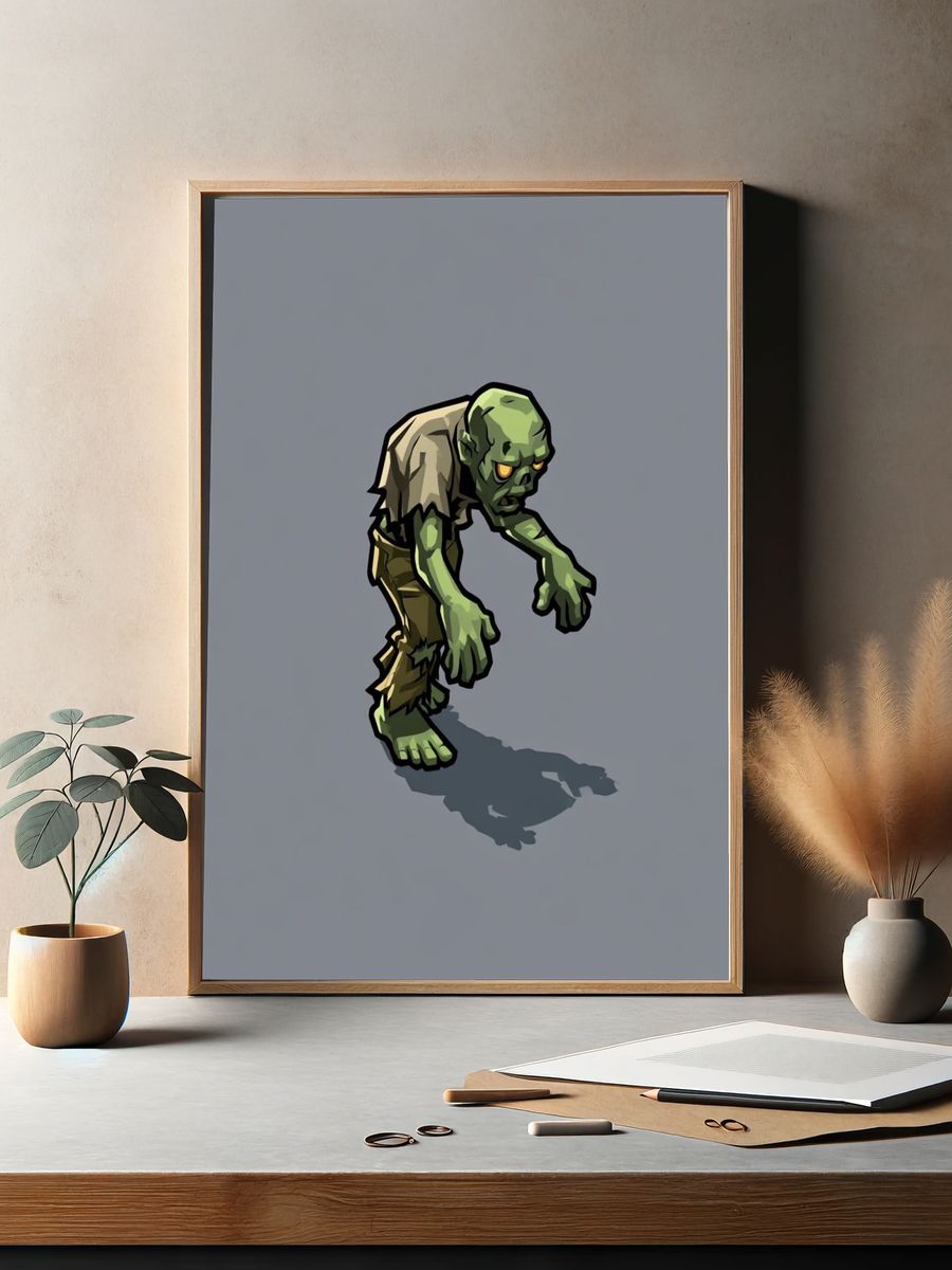 Zombie Creature Illustration Poster. — room view 2