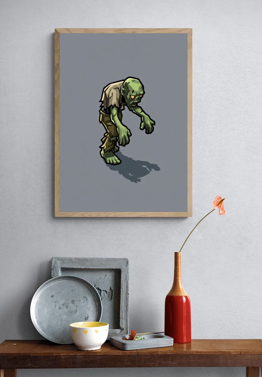 Zombie Creature Illustration Poster. — room view 3