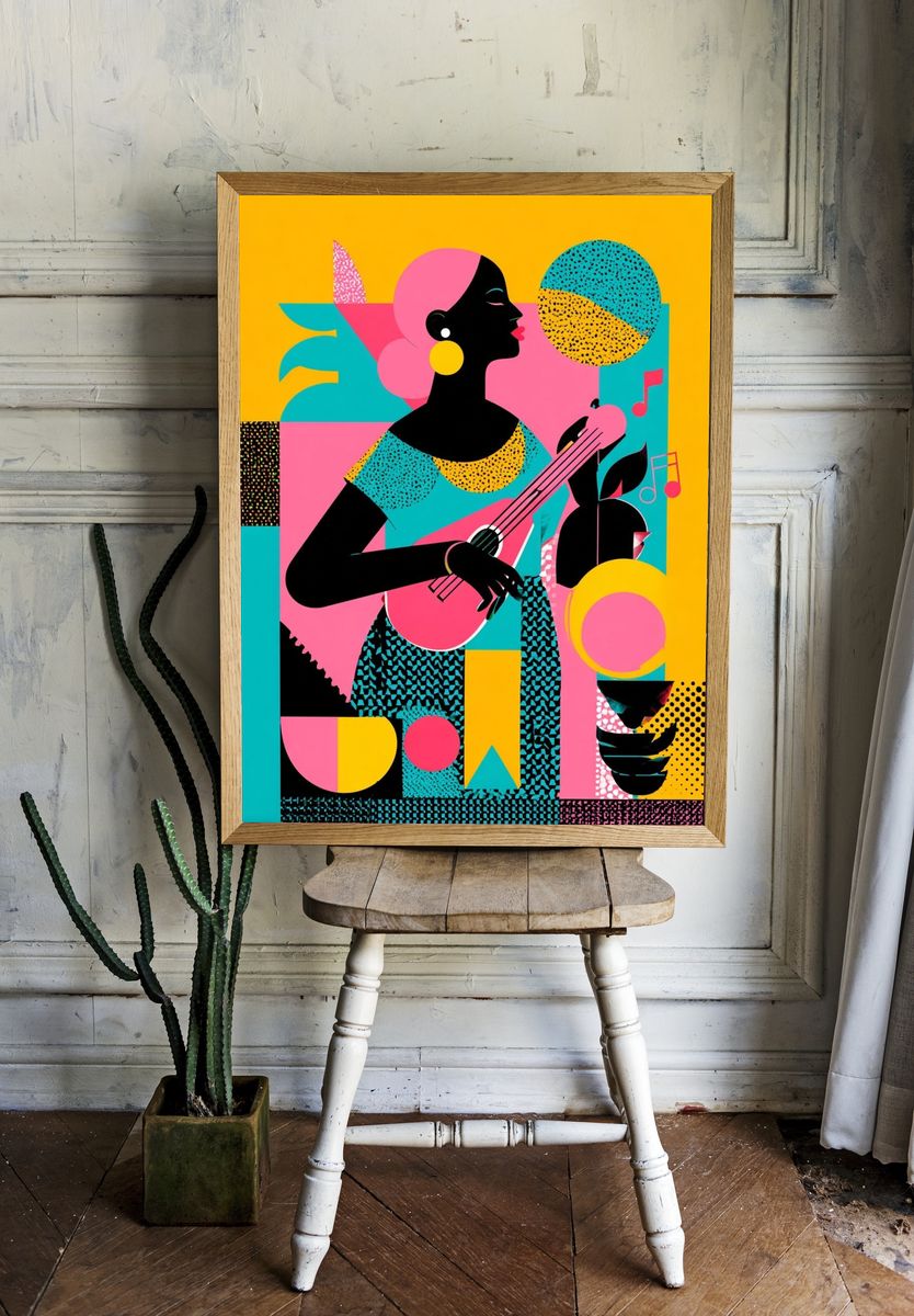 Jazz Woman Abstract Poster room preview