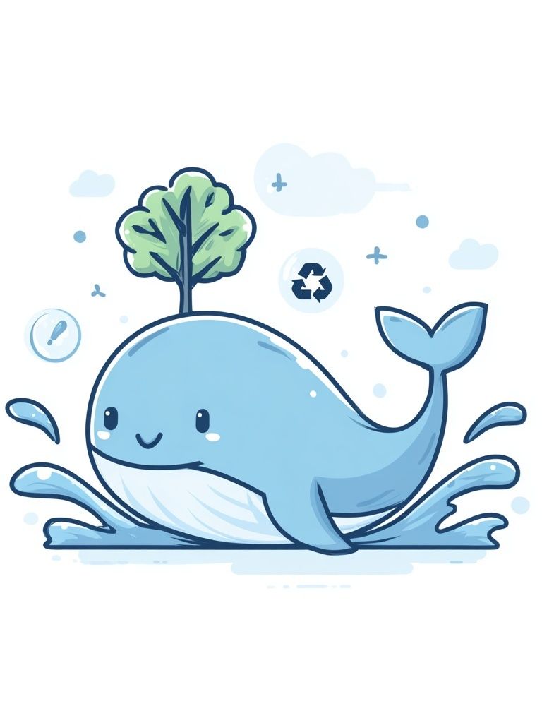 Cute Eco Whale Illustration Poster. poster — illustration art