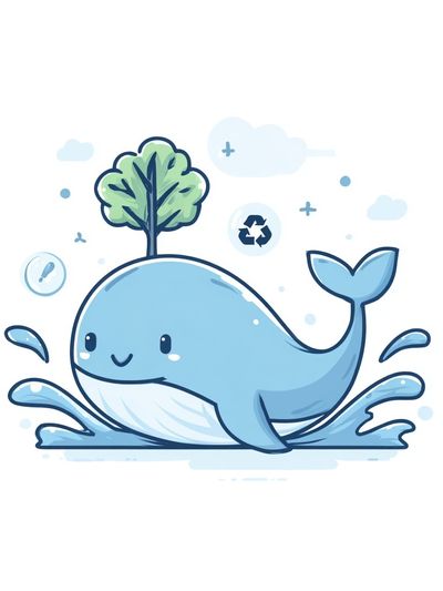 Cute Eco Whale Illustration Poster. poster print