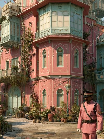 Pastel Palace Street — Illustration Print. poster