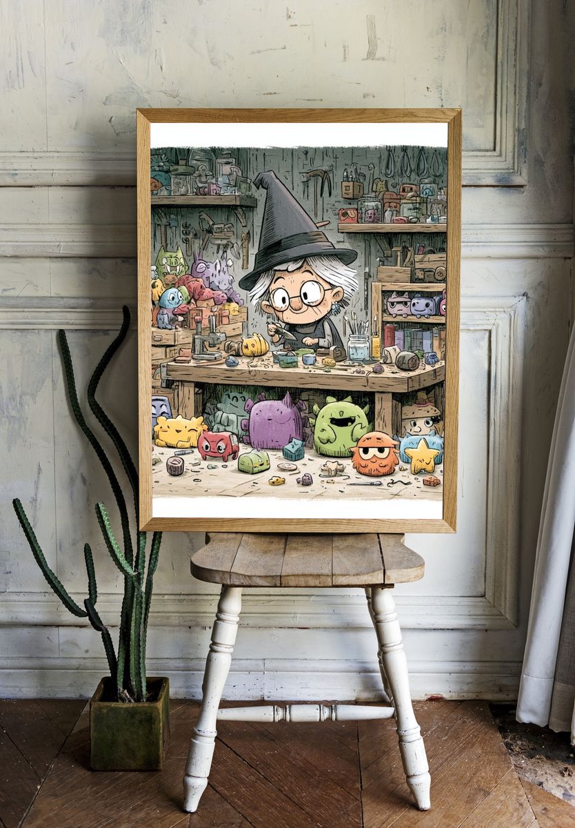 Witch Workshop Illustration Poster. — room view 1