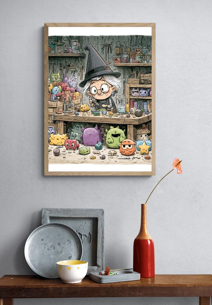 Witch Workshop Illustration Poster. — room view 3