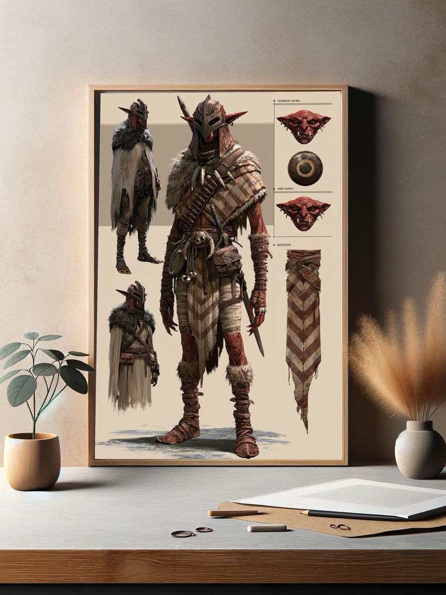 Goblin Warrior Concept Art Print. — room view 2