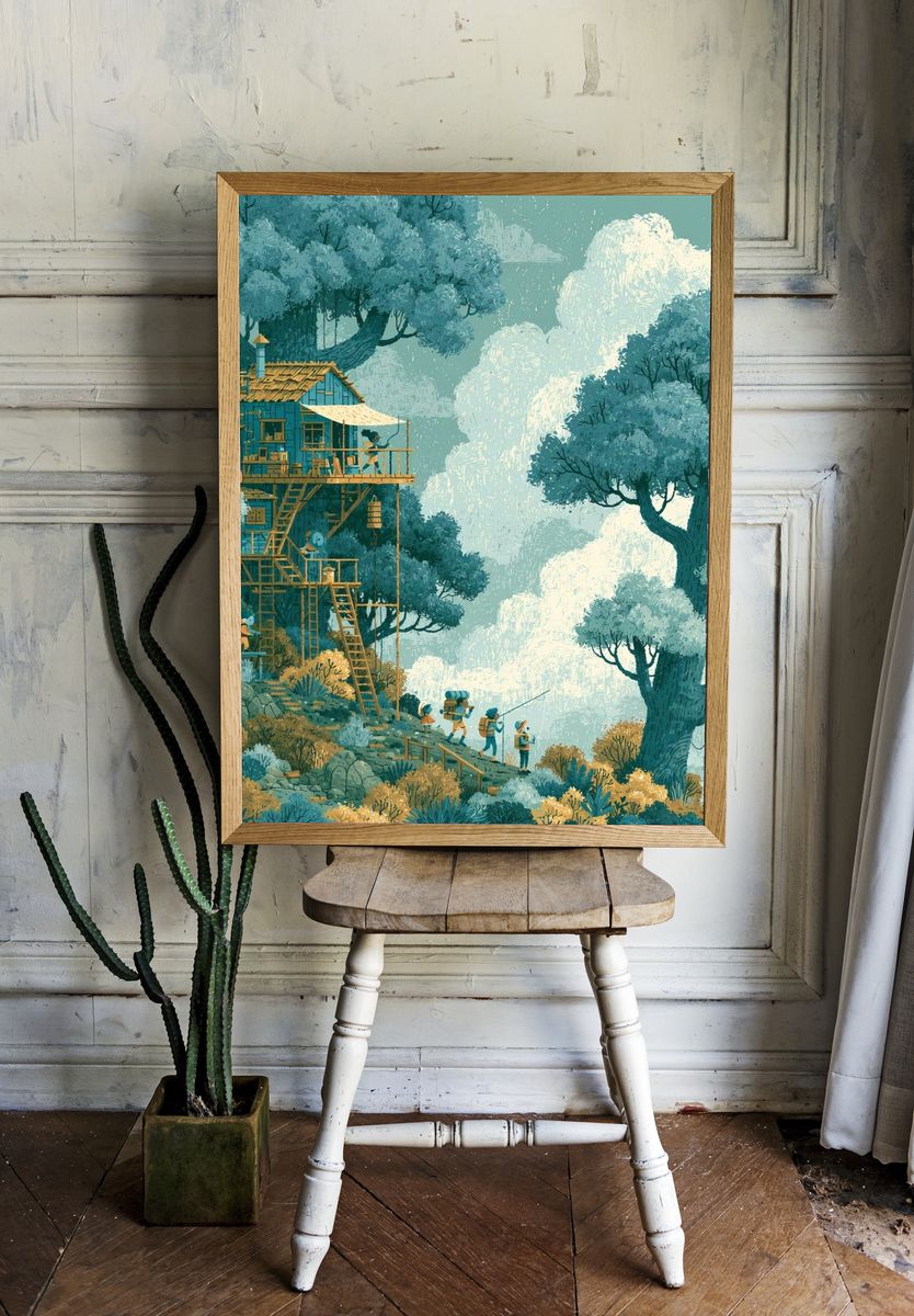 Treehouse Adventure Illustration Poster. room preview