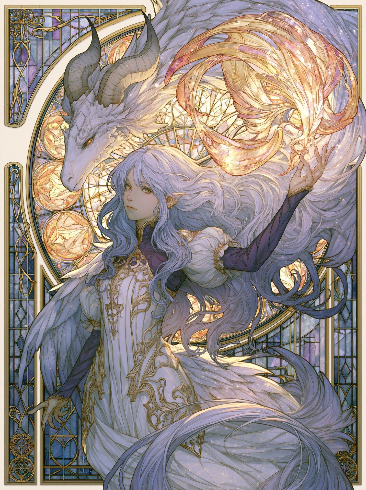 Celestial Dragon Maiden Illustration Poster. poster detail