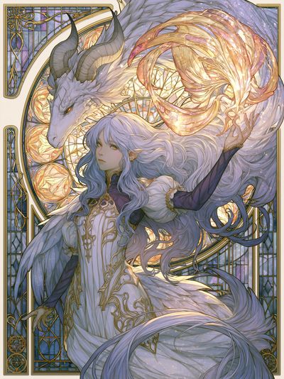 Celestial Dragon Maiden Illustration Poster. poster print