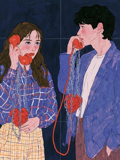 Connected Hearts Illustration Poster.